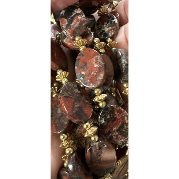 Beautiful Oval Flat Jasper Beaded Necklace 41” - Picture 5 of 5